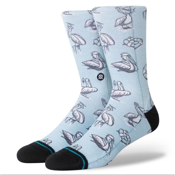 STANCE UNISEX SOCKS IN CREW HEIGHT NIGEL IN LIGHT BLUE CASUAL MID CUSHION NWT - Picture 1 of 7